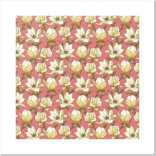 Yellow Magnolia Pattern Posters and Art